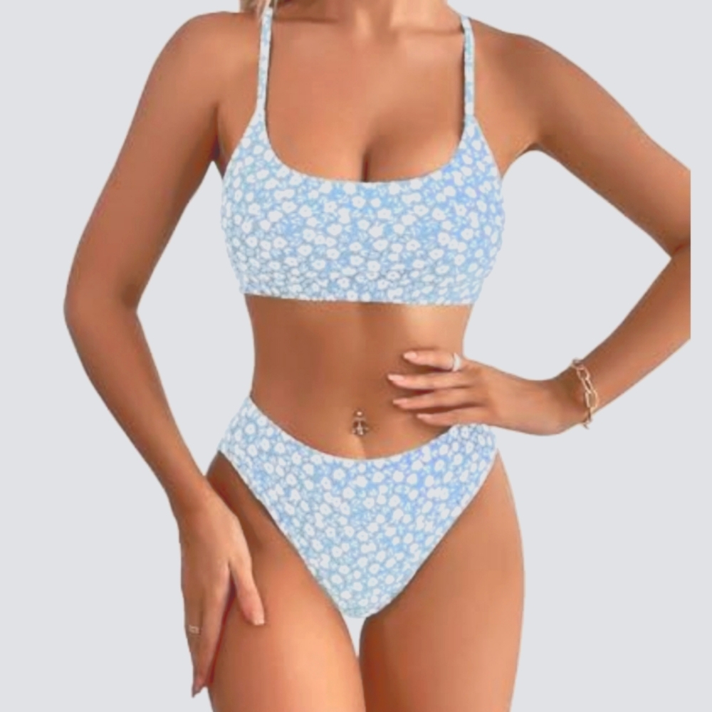 Ditsy Floral Print Women Bikini Set Large